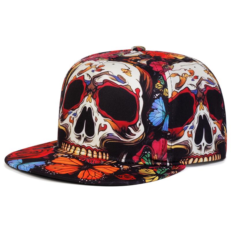 Printed New Skeleton Flat Edge Hat Street Dance Hiphop Hat Cycling Sunshade Skateboard Hat Baseball Hat Unisex