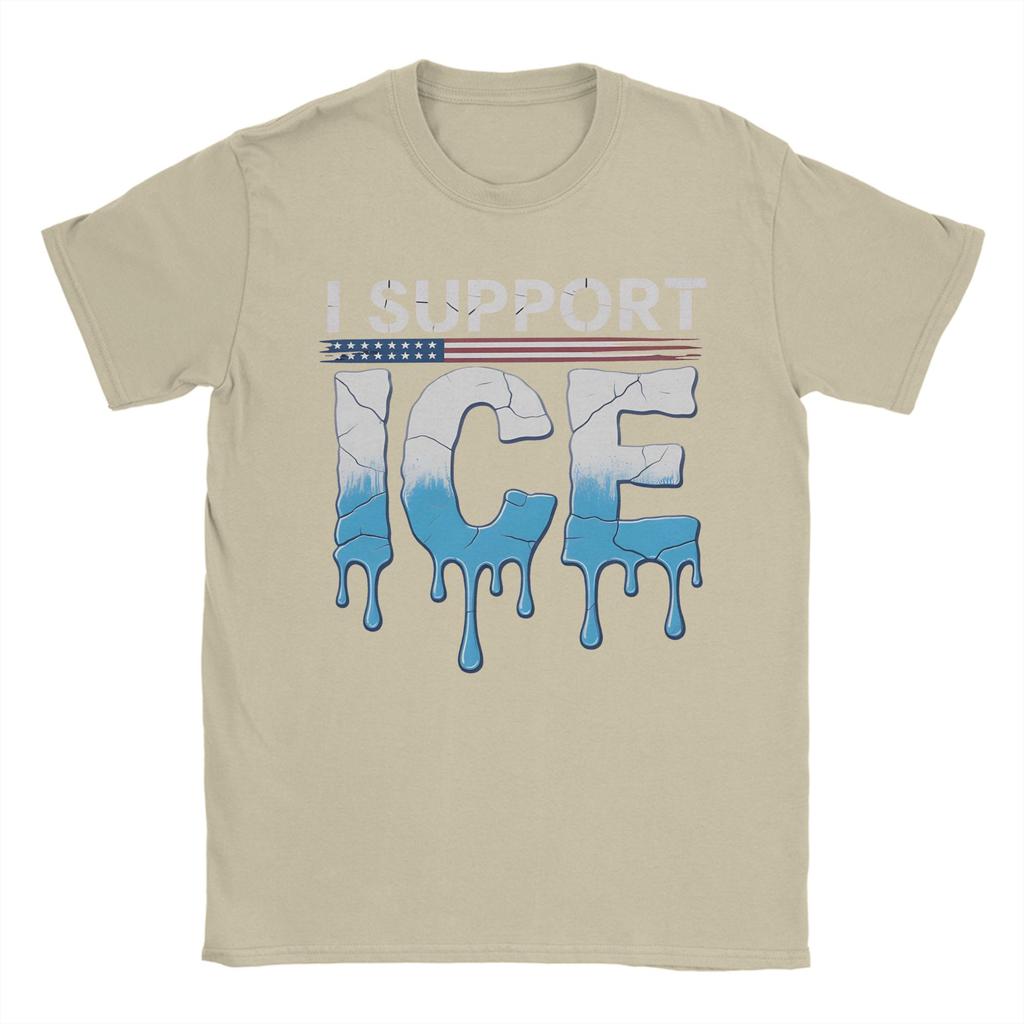 Casual TShirt Summer I Support ICE Immigration American Flag Print Fashion TShirts Cotton Tshirt for Unisexs Y2K Basic Loose Tees