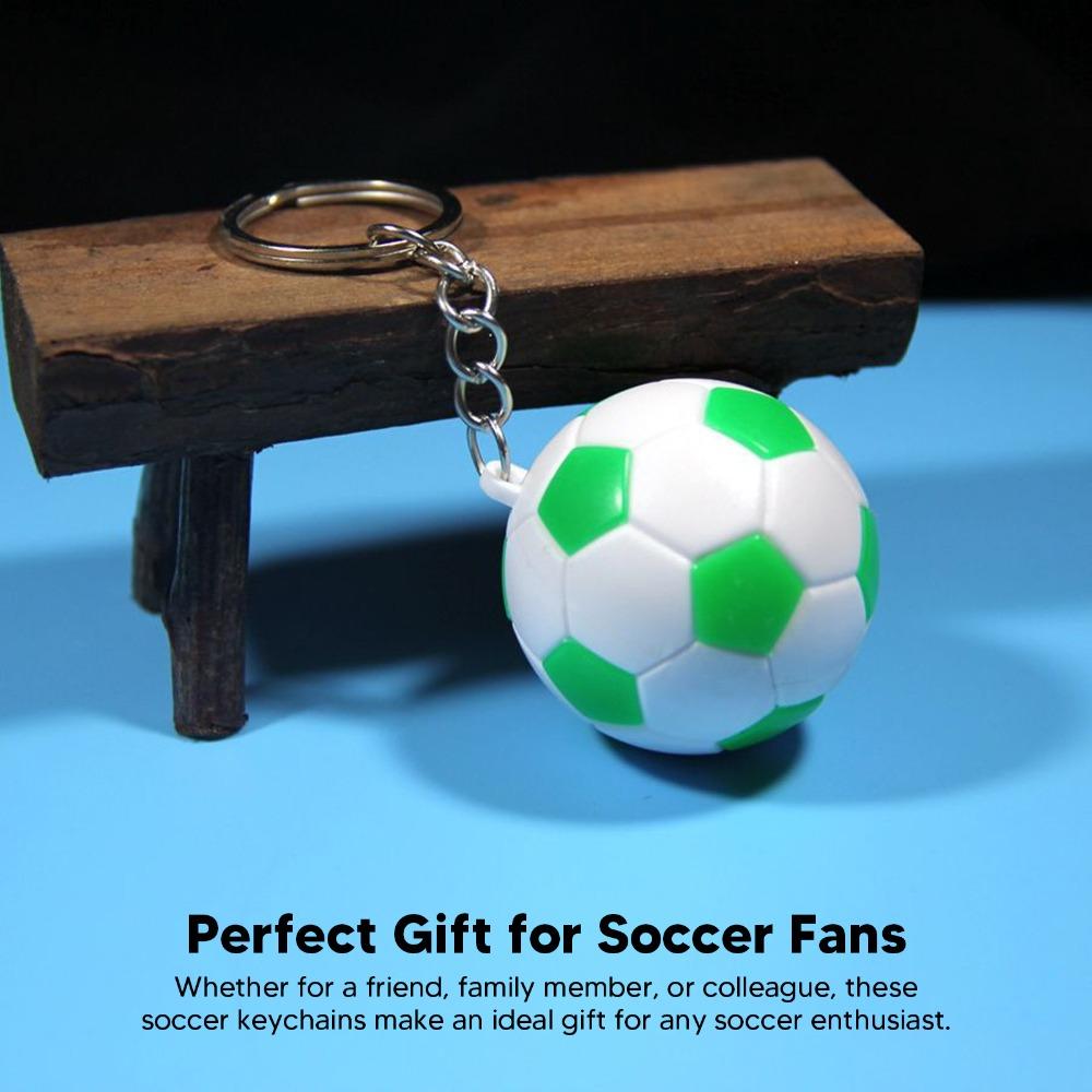14pcs Waterproof Design Soccer Keychains Pull On Closure Sport Ball Key Chain  Bag Decoration