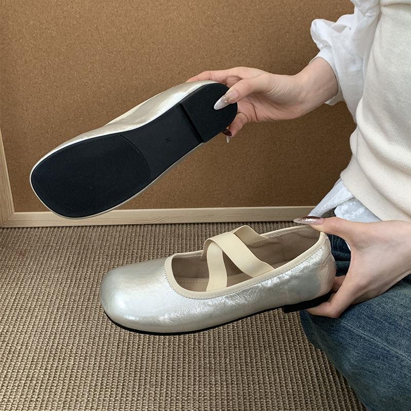 Fashion Soft Fashion Elastic Band Women Flats Slip On Shoes Female Shallow Footwear Round Toe Ladies Mary Janes Flats Shoes