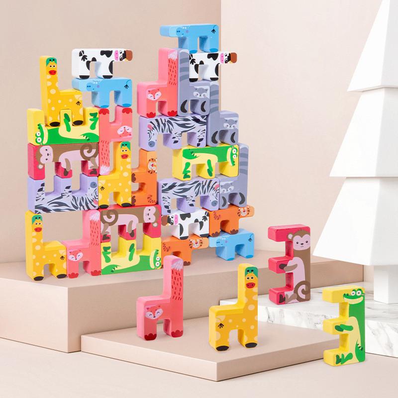 

Деревянные блоки-животные для stacking (укладывания друг на друга) для детей, креативная развивающая игрушка на баланс