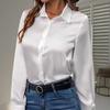 Elegant Satin Long Sleeve Blouse Women Summer Spring Casual Shirt Faux Silk Tops Single Breasted Basic Shirts