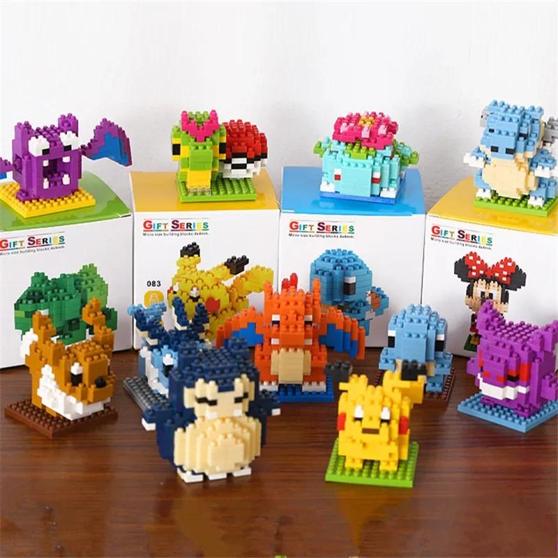 Kawaii LNO Pokemon Micro Building Blocks Snorlax Blastoise Gengar Charmander Bulbasaur Pikachu Mini Brick Figures For Kids Toys