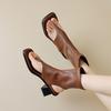 2024 Summer Mezzanine Beach Shoes Sandals Women's Premium Thick Heel Roman Stretch Short Cool Boots
