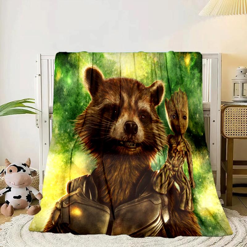 Galactic Raccoon Hero Blanket Flannel Blanket for Bed, Sofa, Camping, Hiking, Picnic Essentials, Gift for Family Fan Gifts