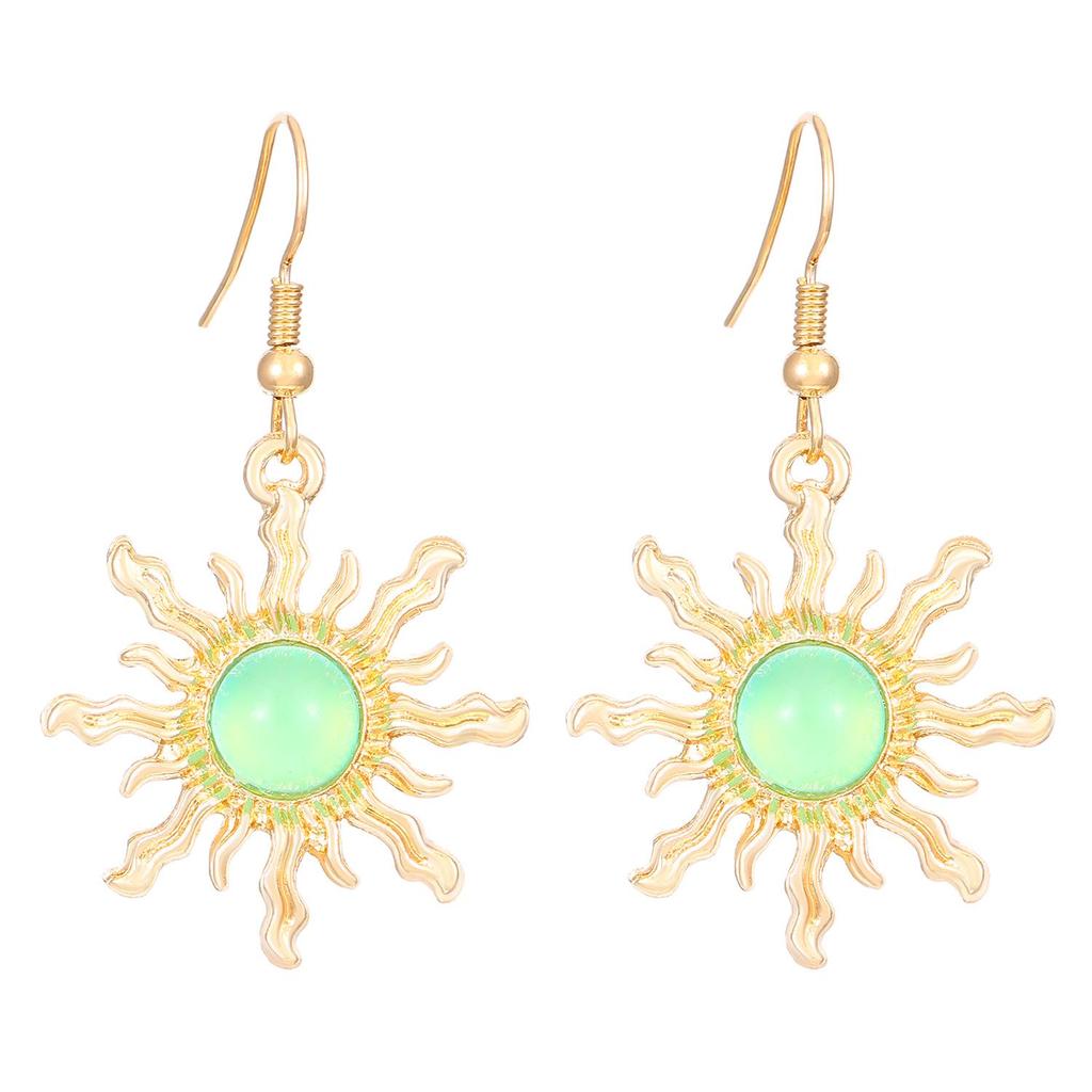 Bohemian Retro Sunburst Dangle Earrings: Green, Blue, Red Jewelry for Women