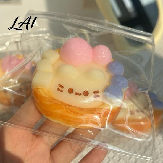 Sensory Stress Ball Kitten Egg Tart Squeeze Toy Relieving Cartoon Fake Toy Soft Stretchy Food Fidget Portable