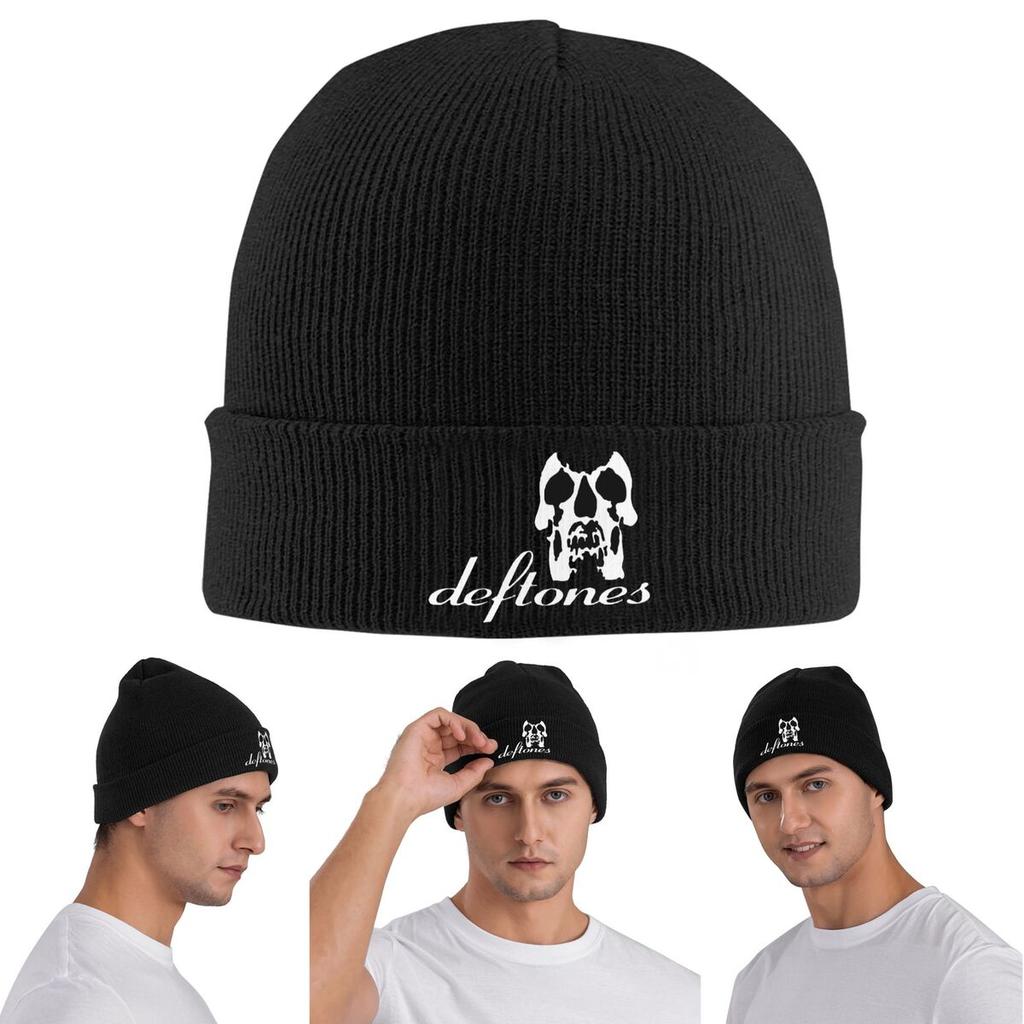 Cappello a Cuffia in Maglia Calda PP Teschio Deftone Bianco Ohms Intorno Berretto Invernale a Cuffia Skullies Berretti Hip Hop per Unisex