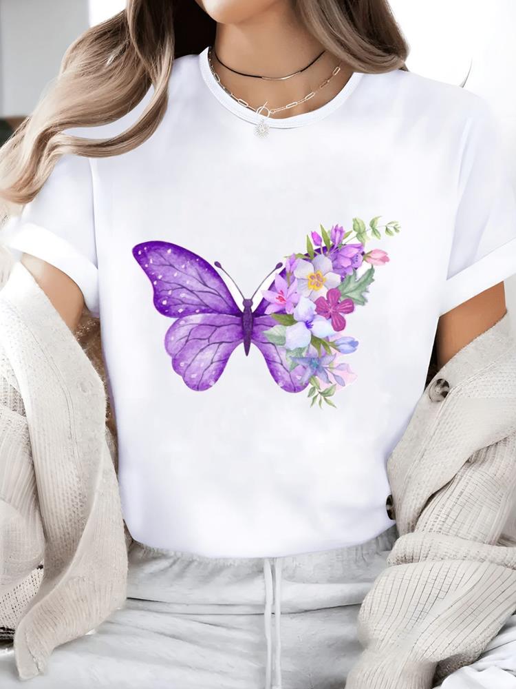 

(Азиатский размер) милый цветок милый 90-е Принт Футболки с коротким рукавом Мода Круглый вырез Женский Повседневный Женский Топ Футболка Одежда Графическая футболка S