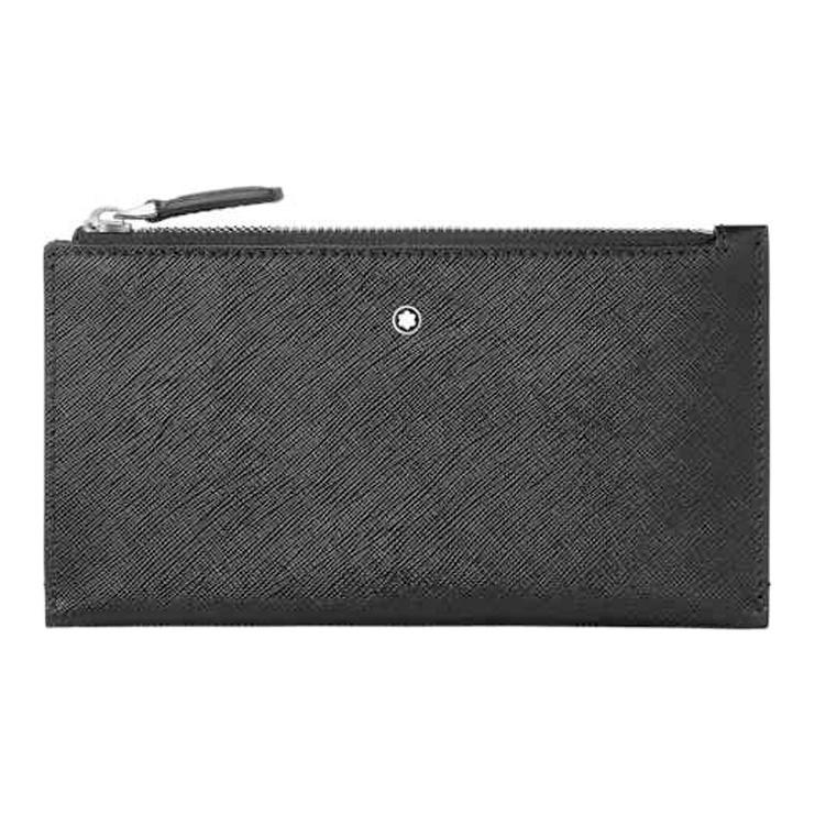

Montblanc Zipper Closure Leather Mini Clutch Men clutch Black 128574 Basic Set (Bag+Dust Bag)