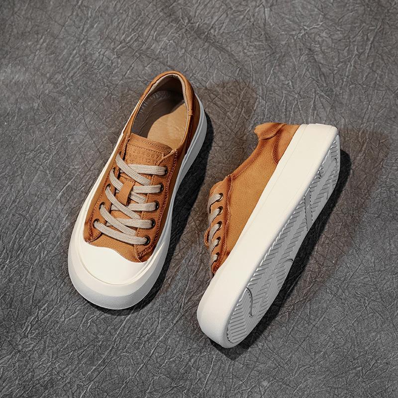 

Первый слой коровьей кожи маленькие туфли на доске женские весна 2025 новая кожа ретро плоская подошва матовые женские повседневные туфли туфли 40