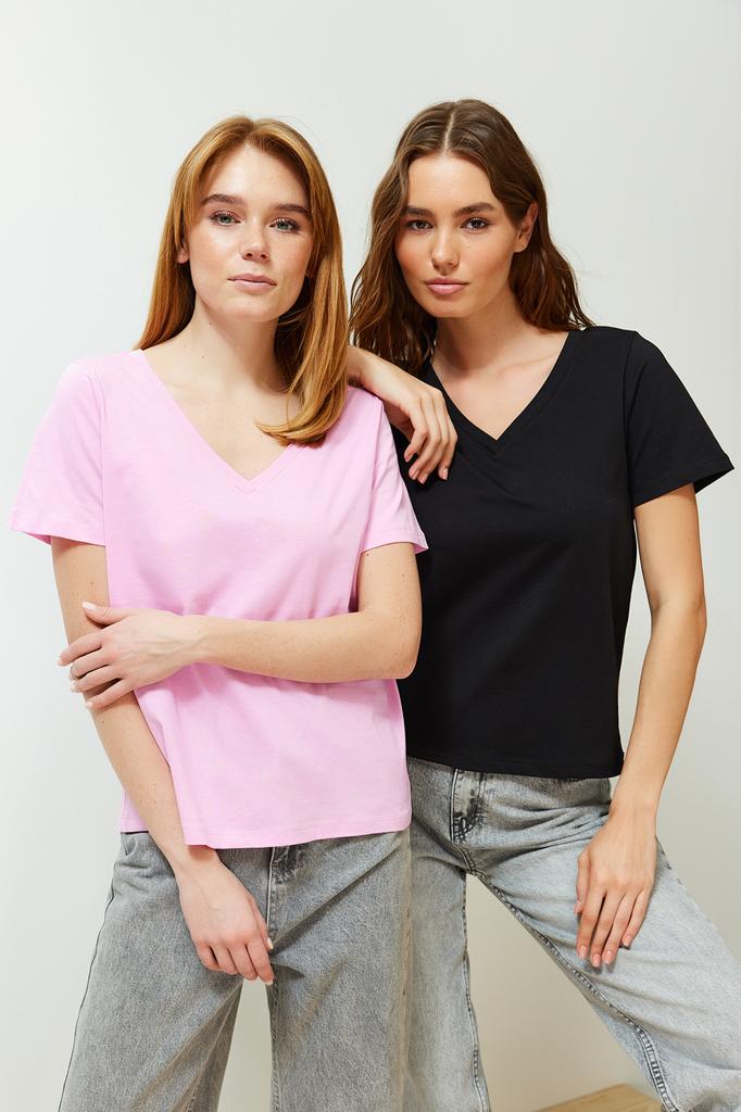 Women's Fashion T-Shirt V-Neck Long Ecru Premium V-Neck Cotton Regular Normal Fit Knitted Knitted T-Shirt