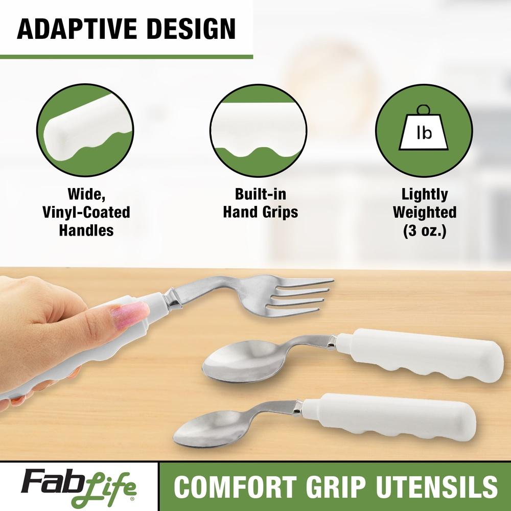 Comfort Grip Fork Weak Hands Adaptive Utensil Seniors Arthritis Parkinsons Ergonomic Easy Grip Self Feeding Aid Dishwasher Safe