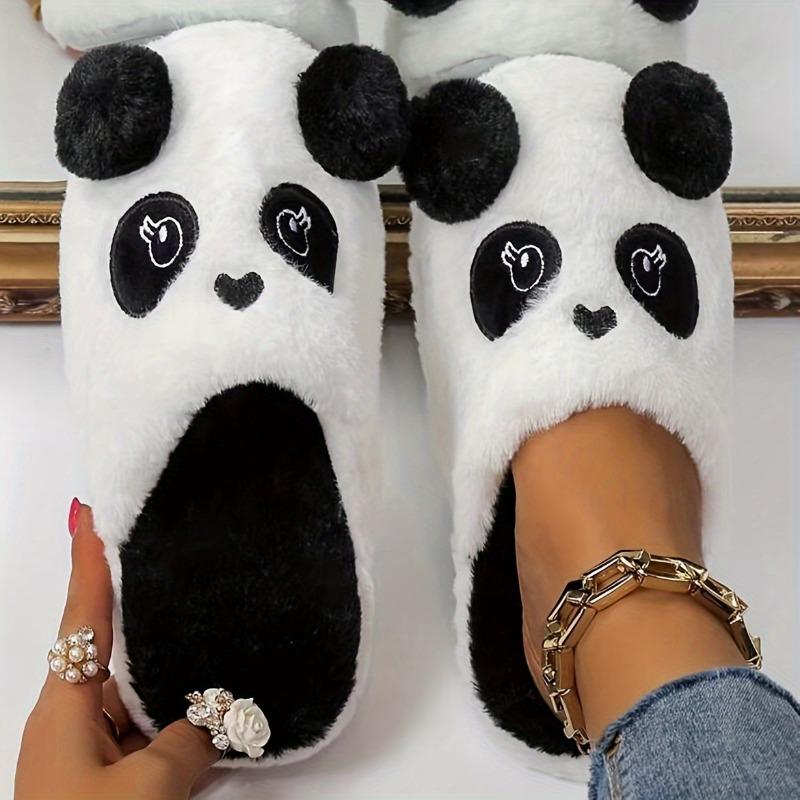 Slippers for Women - Cozy Winter Indoor House Shoes with Soft Fabric Upper, Warm Lining & Durable TPR Sole, Black & White Animal Design, Cute Slippers
