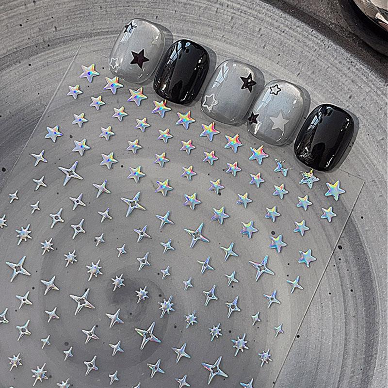 1 Sheet Star Nail Art Sticker Hollow Pentagram Stars Nail Design Self-Adhesive For Women Girls Manicure Decoration Salon Diy