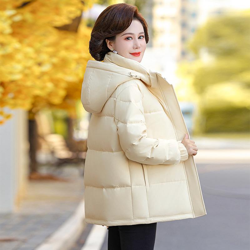 Down jacket mid-length mother's winter clothing new middle-aged and elderly women's white duck down winter coat