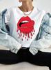 New Hot Red Lips Printed Unisex Tshirt Fashion Casual Tops 90s Girls Ladies Female Short Sleeve Clothing Tee Cute Graphic Top