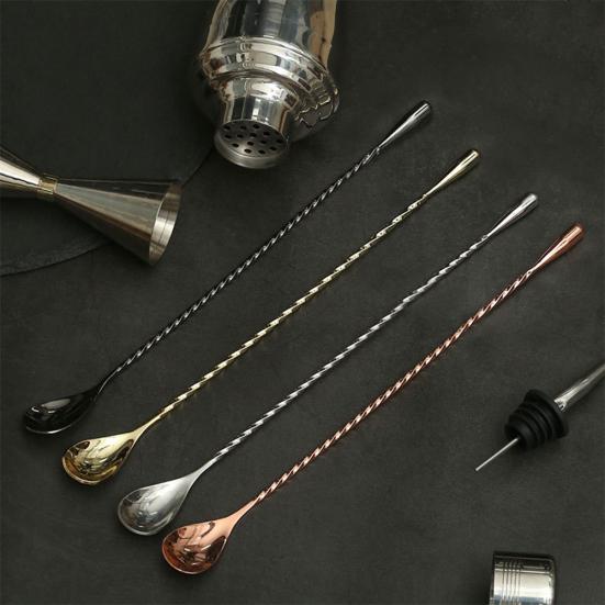 Stainless Steel Mixing Stir Spiral Long Handle Bar Cocktail Spoon Bartender Tool