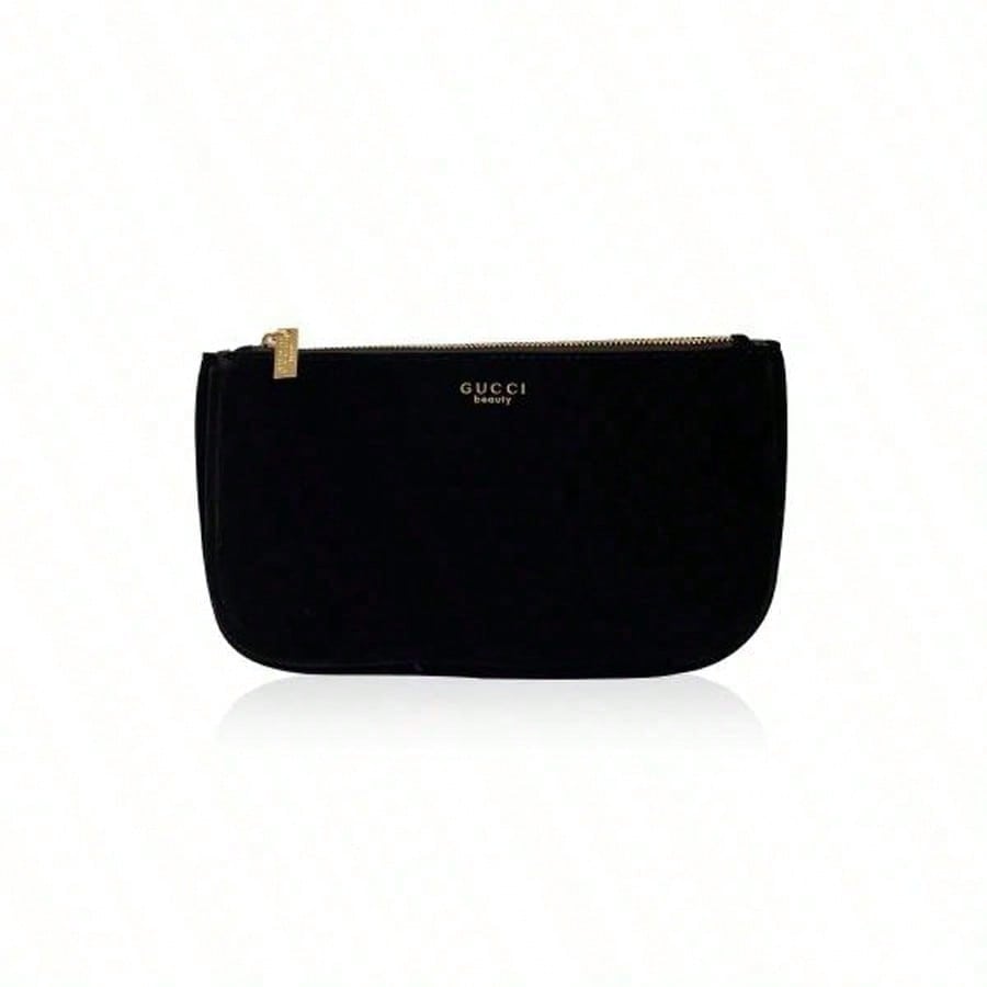 Gucci Black Velvet Gucci Cosmetic Pouch, Zipper Makeup Bag чёрный