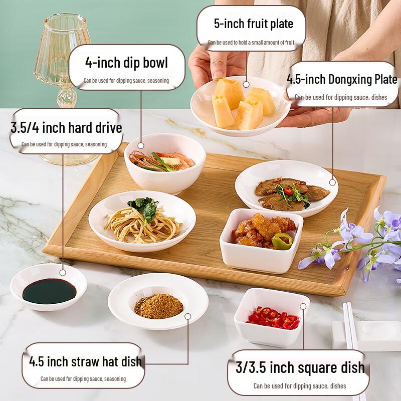 Pure White Ceramic Square Dipping Dishes (Set of 6)