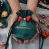 Cross-border Christmas Flannel Apple Drawstring Gift Bag with Bow - Cartoon Candy Bag for Kids