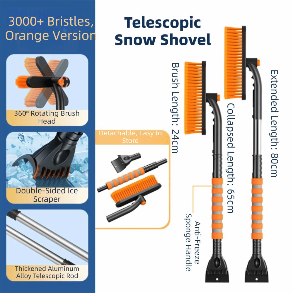 

2 in 1 Car Snow Shovel 24CM Widened Shovel Head High Efficiency Car Ice Scrape 360° Rotation Labor-saving Ice Scraping Tool