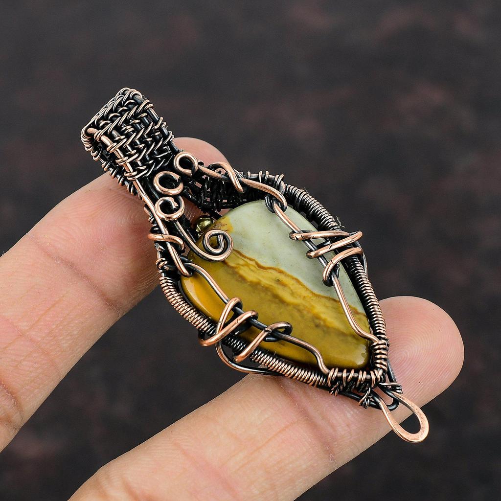 Polychrome Jasper Pendant Copper Wire Wrapped Pendant Handmade Copper Jewelry Dainty Gemstone Pendant Gift For Her Polychrome Jasper Jewelry