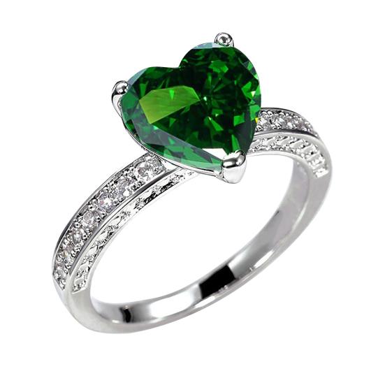 Crystal Heart Ring for Women Cubic Zirconia Heart Shaped Engagement Promise Band Ring Fake Diamond