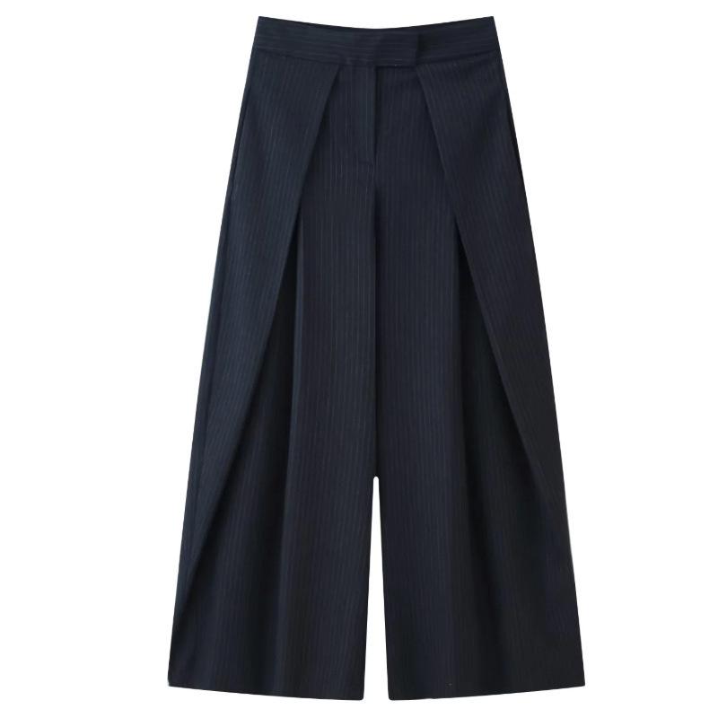 

European & American Women s Early Autumn Fashion: Casual Belted Flowy Jacket + Pleated Trousers XS
