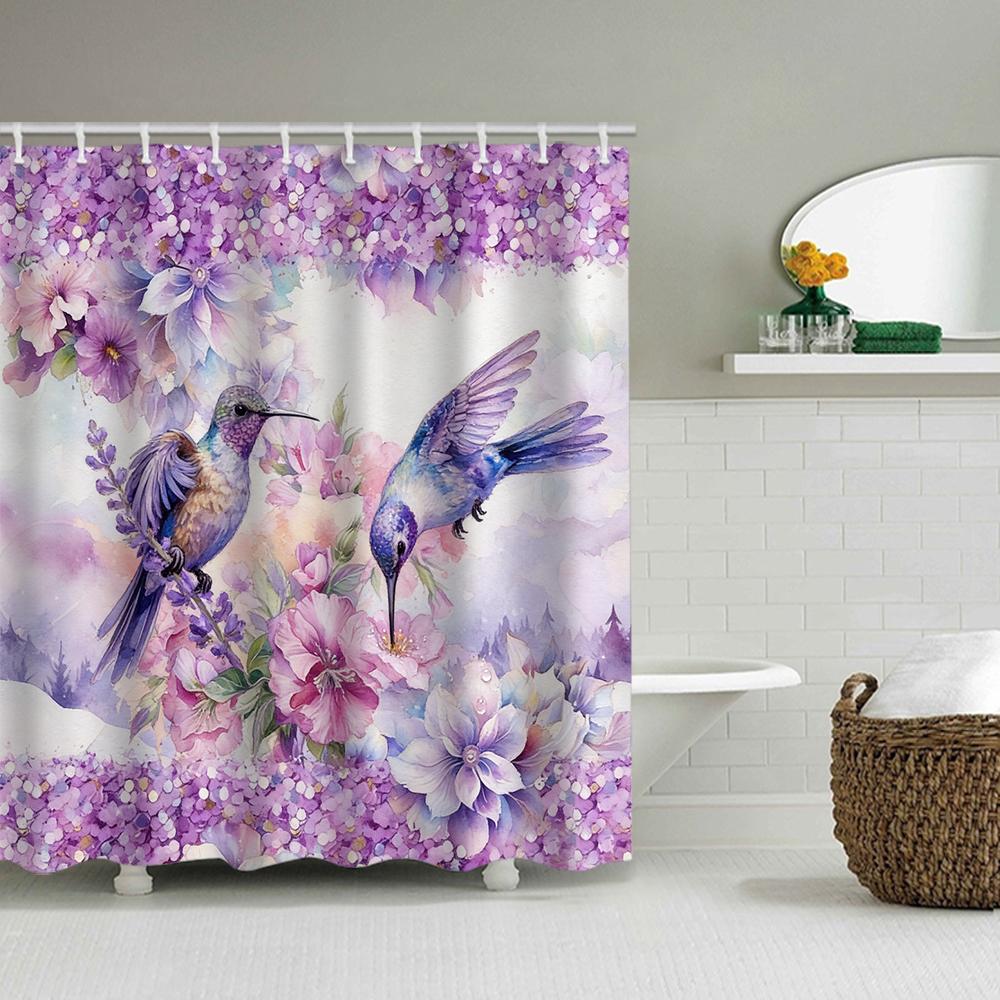 1/4 Rose Print Shower Curtains, Toilet Seat Decoration, Shower Curtain With Carpet And Toilet Lid, 70.8X70.8 Inch