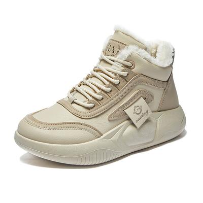 Winter-Schneestiefel für Damen, hochgeschnitten, mit Plüsch, warm, lässige Sneakers, modisch, süßer Campus-Stil, Mädchen-Plateauschuhe, Damenstiefel