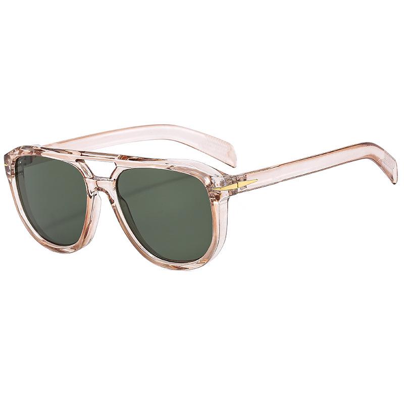 2023 Stylish Double Bridge Round Sunglasses: Unisex European & American Fashion Trend, Large Frame Sun Protection Metal Hinge