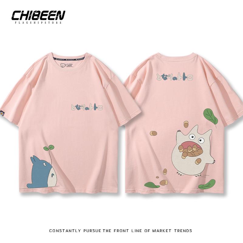 

Мультфильм Тоторо коллаборация футболка с коротким рукавом мужская и женская летняя 100% хлопок повседневная одежда тренд L