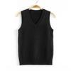 Gilet a V da Donna Maglia Moda Sottile Monocolore Casual Capo Esterno Lavorato a Maglia Senza Maniche Caldo Pullover Stile Preppy Semplice Canotta