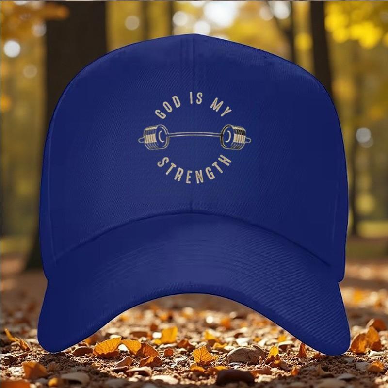 God Is My Strength Barbell Baseball Cap Faith Fitness Adjustable Sun Hat Outdoor Casual Cap