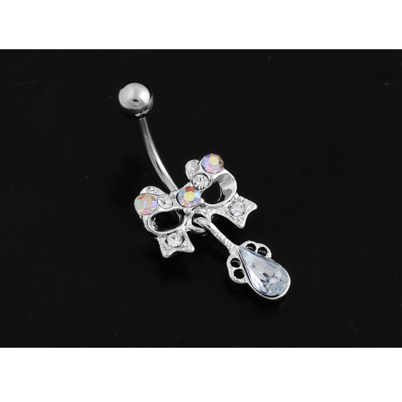 Noeud avec anneau de nombril en diamant, accessoires de personnalité européenne et américaine, clous de nombril, boucle de nombril en acier inoxydable