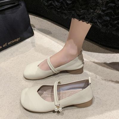 French Low-heeled Shallow-mouth Single Shoes for Women's 2025 Autumn New Gentle Evening Shoes with Skirt Round Head Fashionable Small Leather Shoes