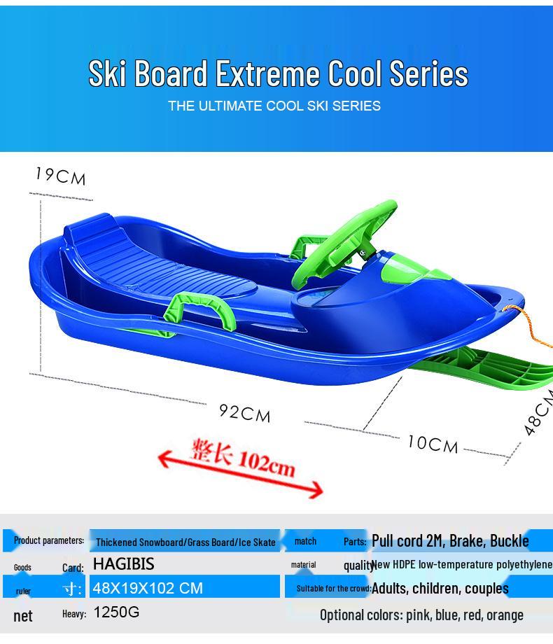 Adult Snowboard Sled with Steering Wheel and Brakes