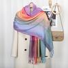 Popular Colorful Cashew Tassel Shawl for Women Ethnic Style Gradient Embroidery Scarf