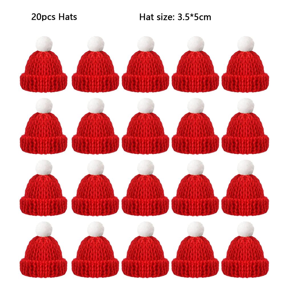 10/20pcs Mini Santa Hat & Scarf 2025 New Christmas Costume for Cat Rabbit Doll Lollipop Bottle DIY Xmas Party Dinner Decoration