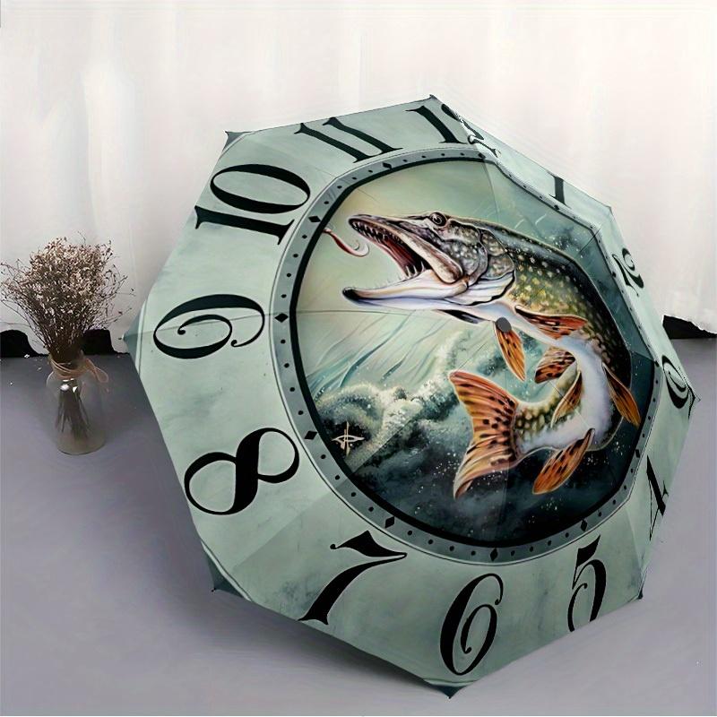 1pc Fish Clock Auto Open/close, All-Season Portable Folding Umbrella for Women & Men, Travel, Everyday, Formal Events - Compact Luxury Parasol, Outdoo
