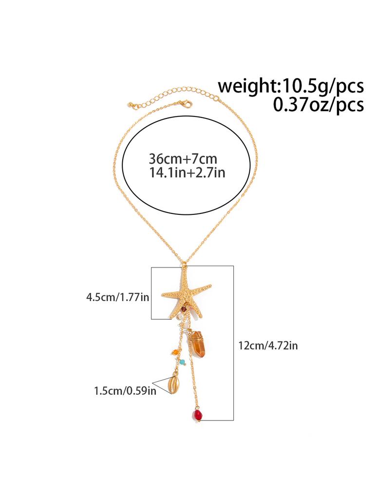 Beach Holiday Style Starfish Shell Necklace Set Women Fashion Sense Tassel Pendant Necklace