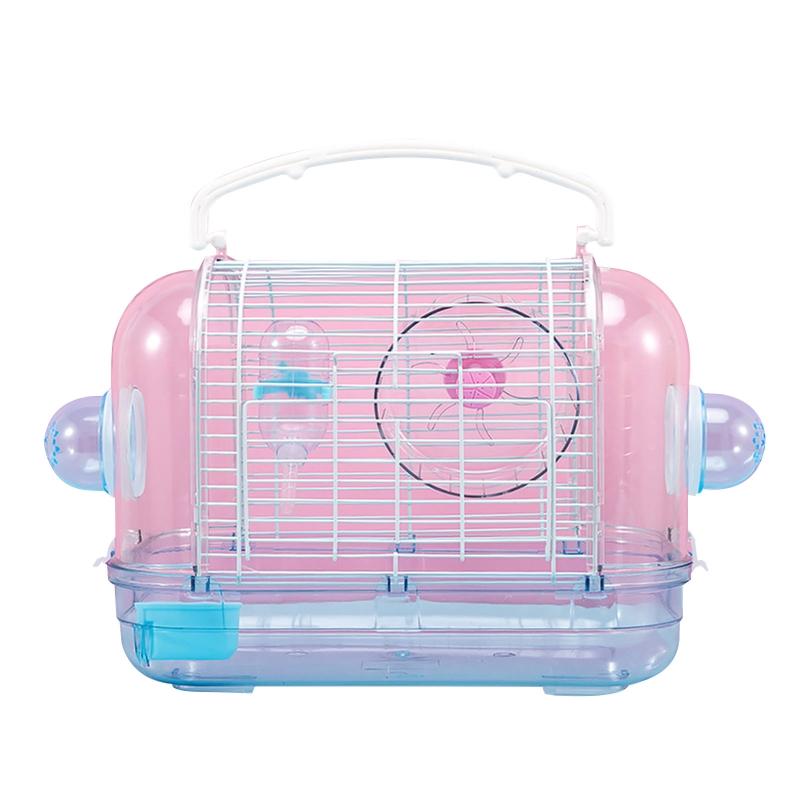 Hamster Cage Travel Carrier Portable Breathable Cage with Food Bowl Water Bottle Exercise Wheel for Gerbil Small Rat Small Pets