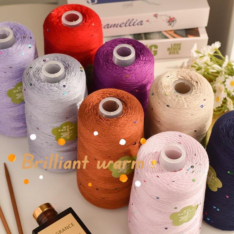 400g/rolka Nici Sequin Dopaminowe Jedwabna Nić Jednolity Kolor Metalowa Nić Sequin DIY Ręcznie Dziane Oddychająca Krótkim Rękawem Nić