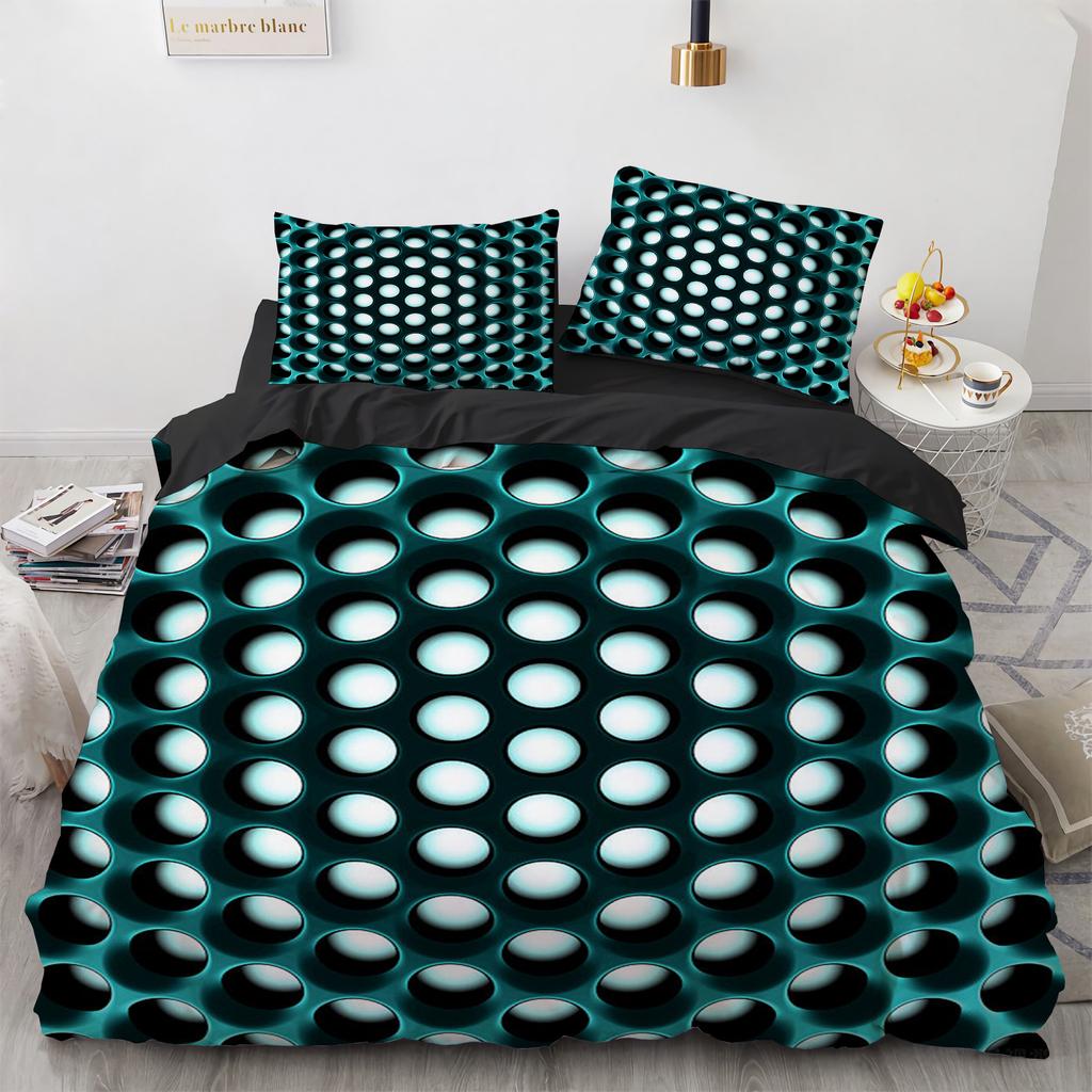 3D Honeycomb King Queen Duvet Cover Solid Geometry Bedding Set For Teens Adult Psychedelic Abstract 2/3pcs Polyester Quilt Cover