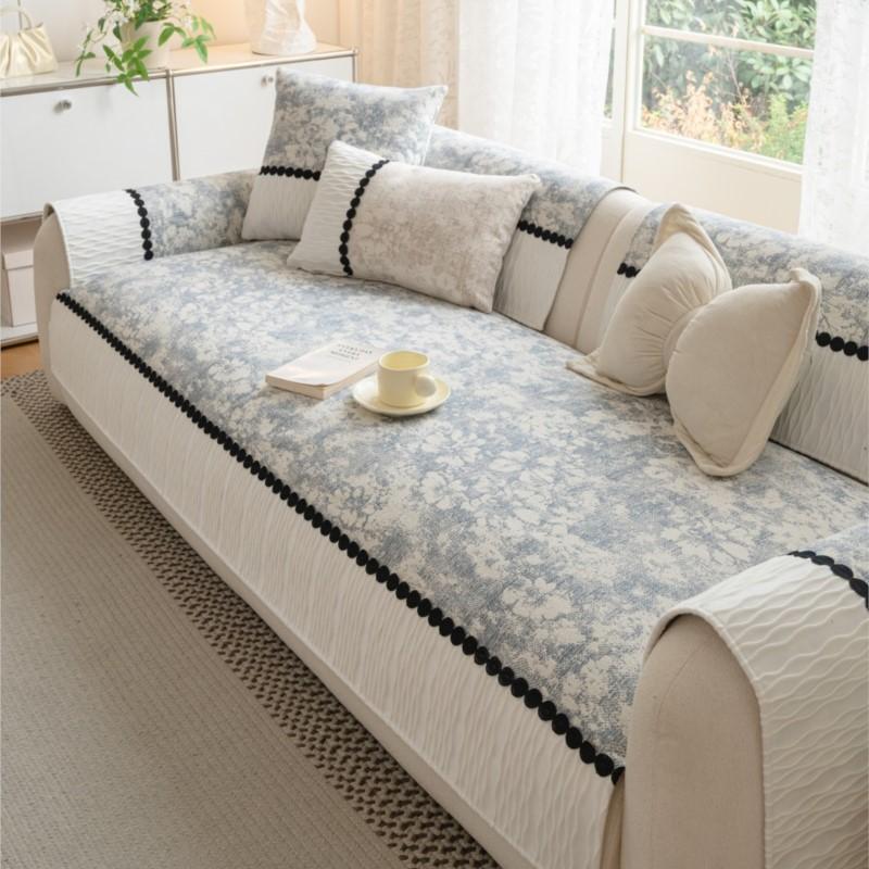 Non-Slip Sofa Protector Soft Anti-Skid Patchwork Sofa Mats Imitation Cotton Linen Sofa Armrests Cushion Sofa Cushion Cover