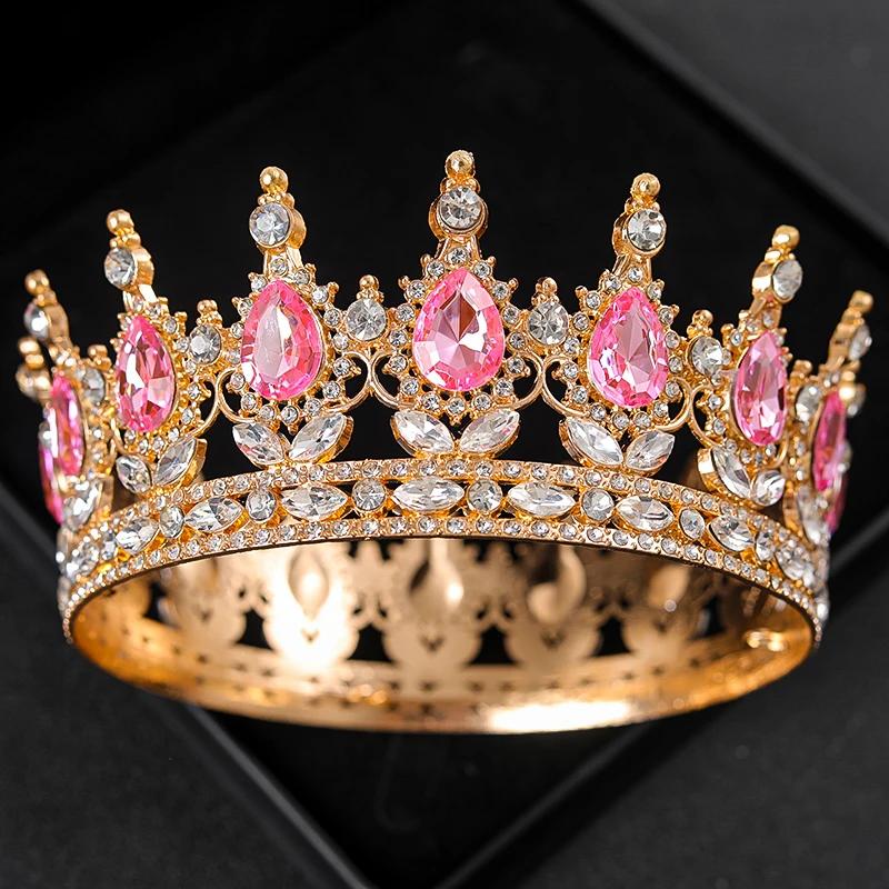 Baroque Crystal Tiaras And Crowns Rhinestone Prom Diadem Headband Crown Bridal Wedding Hair Accessories Jewelry Crown Tiara Gift