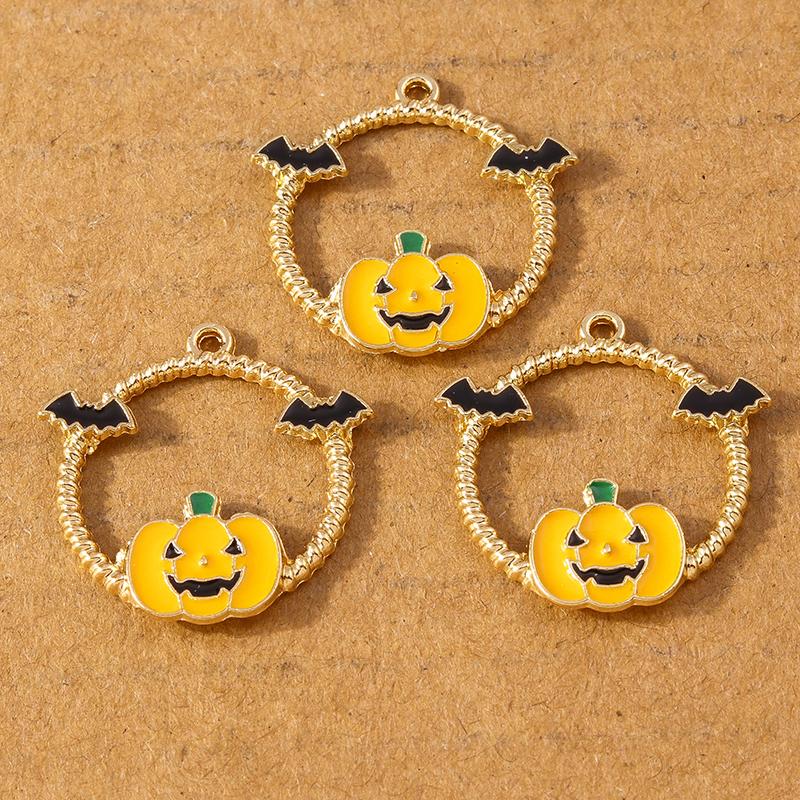 10pcs Enamel Halloween Pumpkin Witch Charm Pendants for Necklace Earrings DIY Bracelet Handmade Jewelry Making Accessories