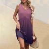 Women's Summer V-neck Casual Beach Vacation Style Gradient Sleeveless Patchwork Dresses