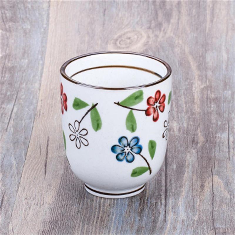 Japanese Tea Water Mug Handy Cup Hand-painted Ceramic Cherry Blossom Cups Creative Rough Ceramic Tea Cups  Coffee Cup